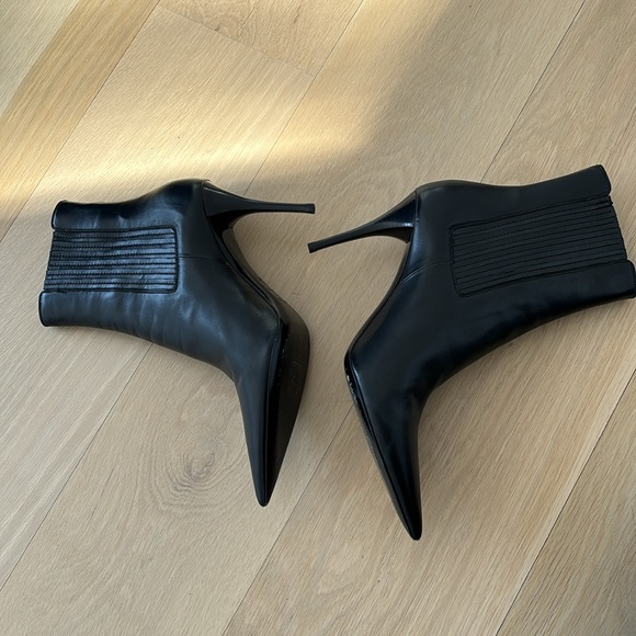 Saint Laurent Mint Bootie Heels Black Leather 39.5 - Picture 5 of 7